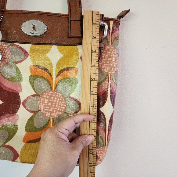 FOSSIL Floral Print Coated Canvas/Leather Tote Bag Key-Per Purse VGPC - Picture 15 of 16
